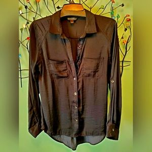 R&R Black Button Down Skirt with Sequin